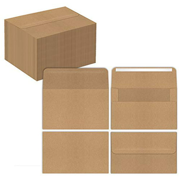 by Better Office Products 100 Pack Straight Flap with Peel and Stick Closure Use with 5 x 7 inch Cards 100-Pack A7 Kraft Invitation Envelopes Strong Bond Paper 5.25 x 7.25 inch 